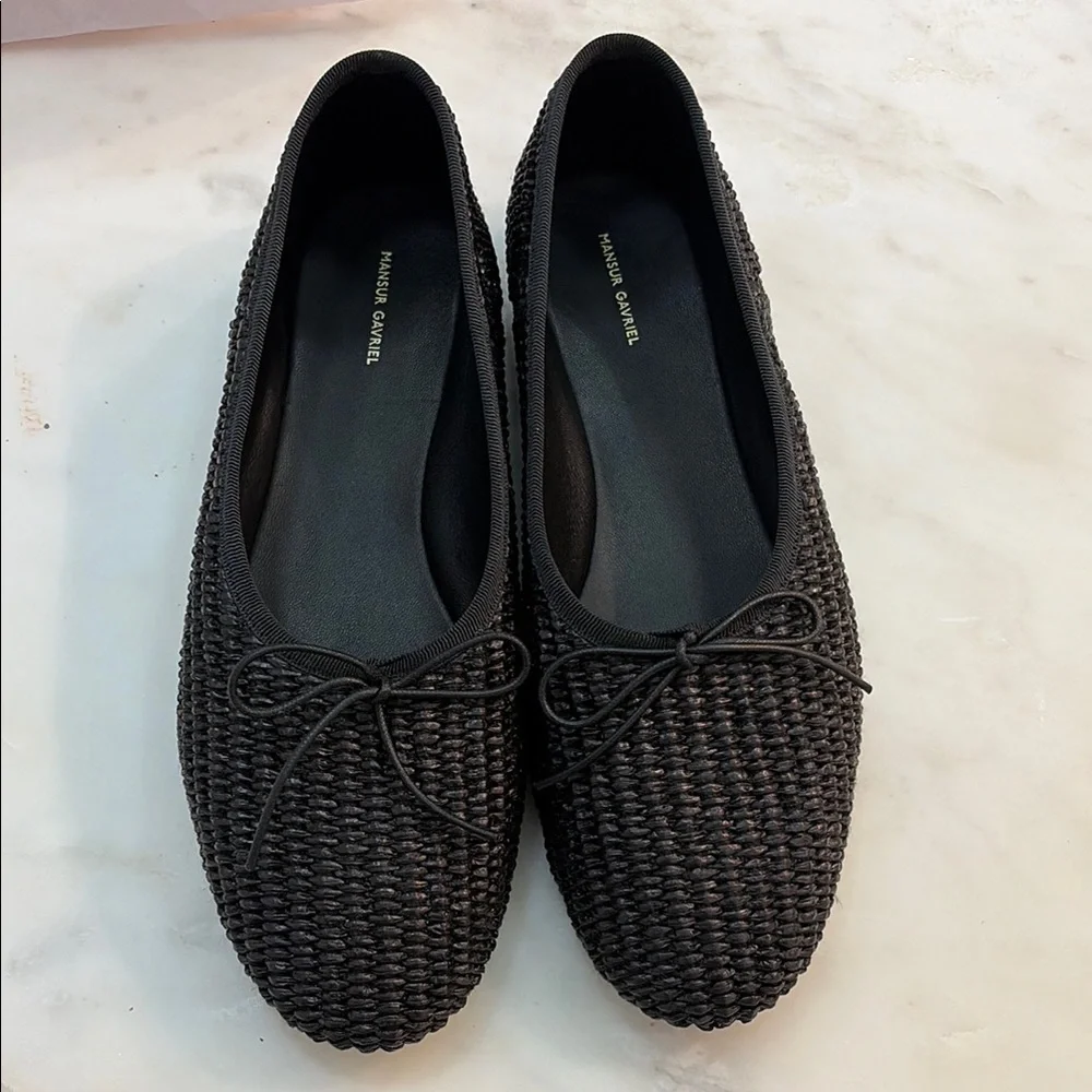 NWT Mansur Gavriel Black Woven Ballet Flats size 37